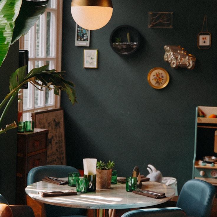 Restaurant interior with private family seating